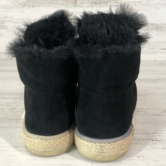NALHO Taj Yoga Mat Faux Suede Fur Lined Espadrille Ankle Boots Black 10 - Picture 6 of 10